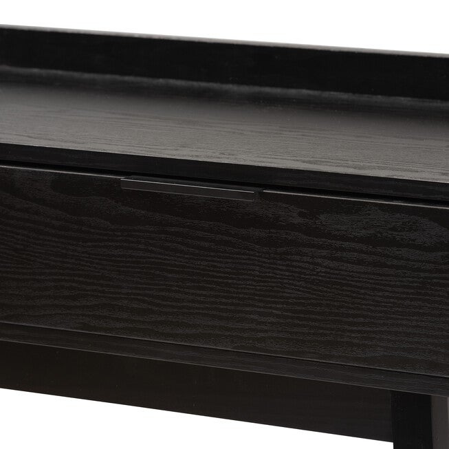 Kalani Mid-Century Modern Two-Tone Espresso Brown And Natural Brown Finished Wood 2-Drawer Console Table, , alternate image number null