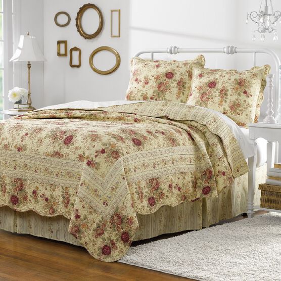 Antique Rose Quilt And Pillow Sham Set, MULTI, hi-res image number null