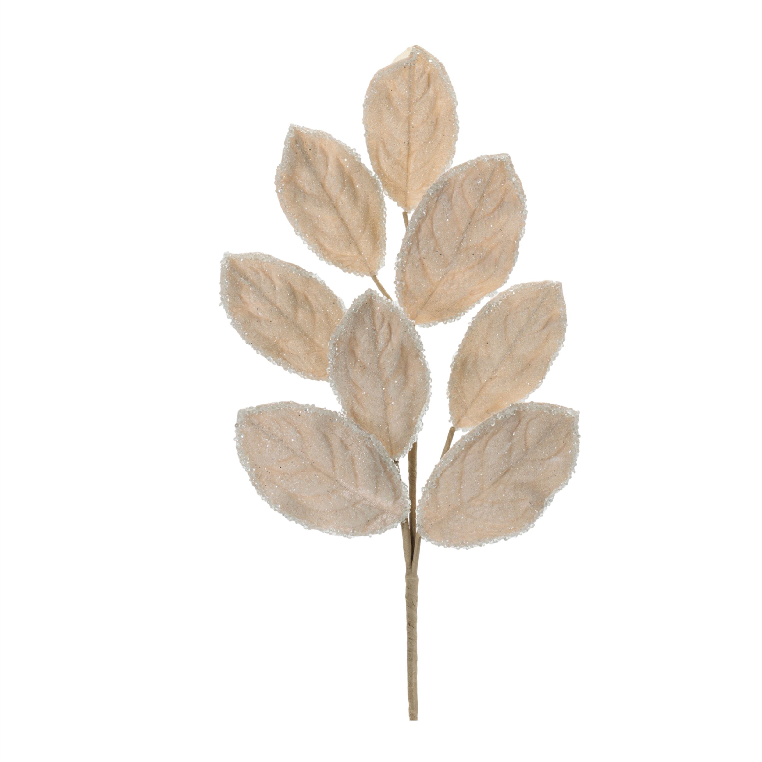 Beaded Magnolia Leaf Spray (Set of 2), CREAM, hi-res image number 0