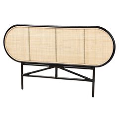 Reegan Modern Bohemian Natural Brown Rattan Queen Size Standalone Headboard