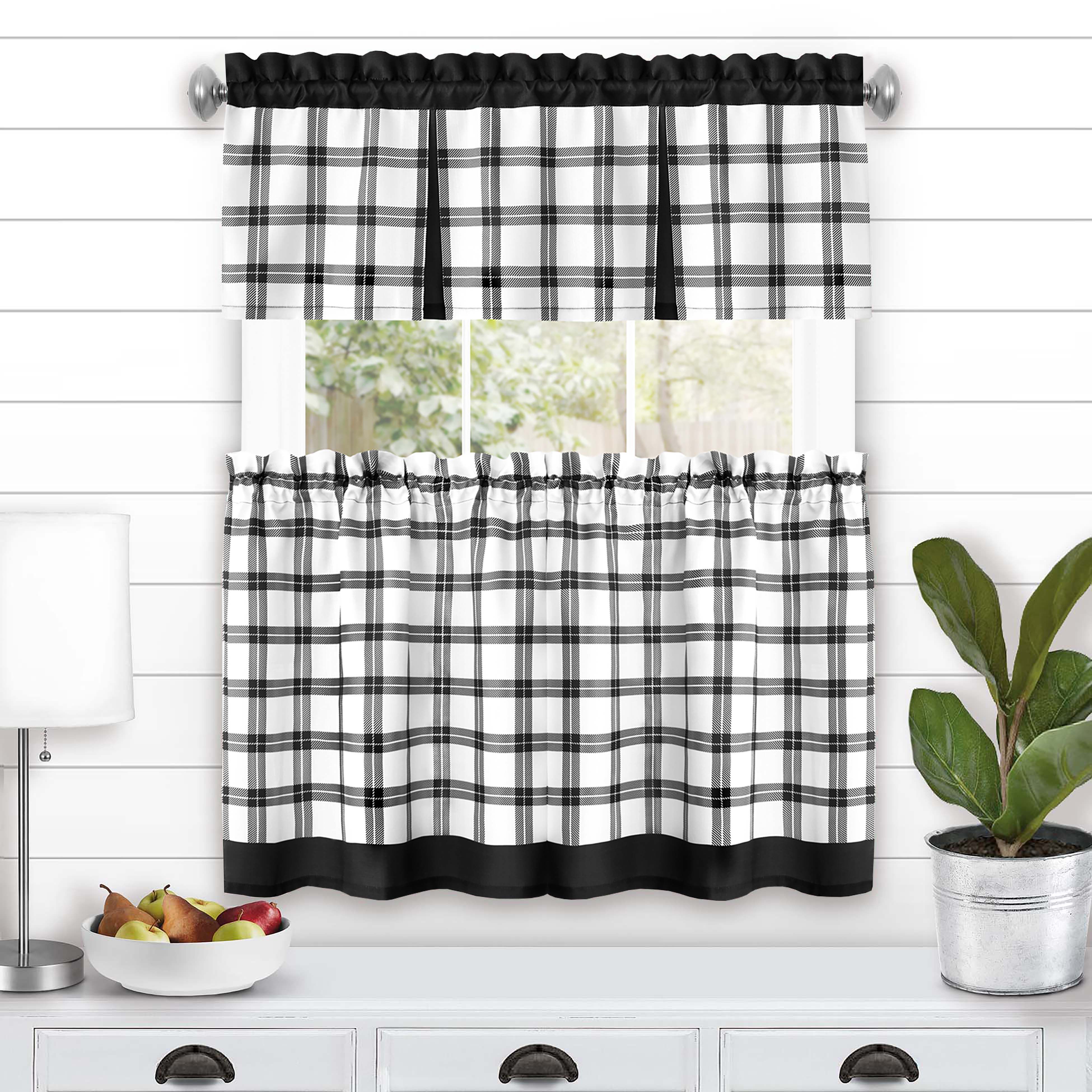 Tate Tier and Valance Window Curtain Set, BLACK, hi-res image number 0