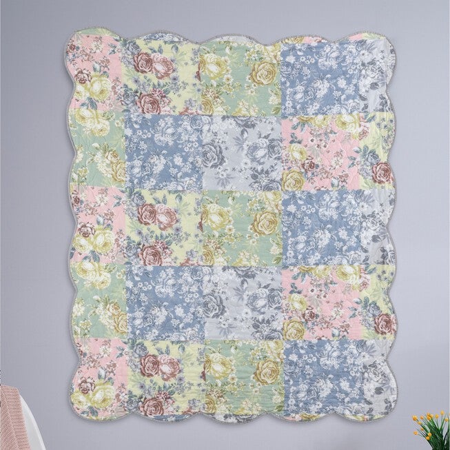 Emma Traditional Patchwork Throw Blanket, , on-hover image number null