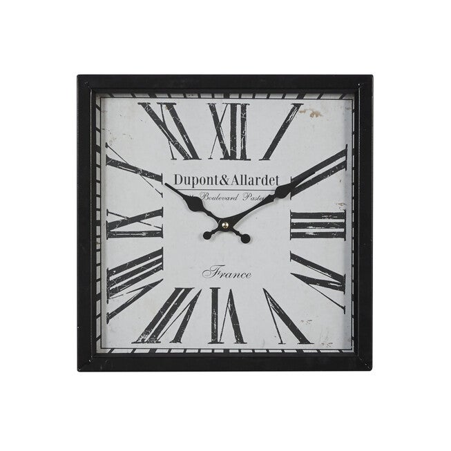 Black Industrial Metal Wall Clock, BLACK, hi-res image number null