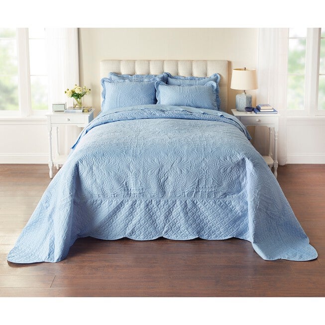 Lily Pinsonic Damask Bedspread, BLUE, hi-res image number null
