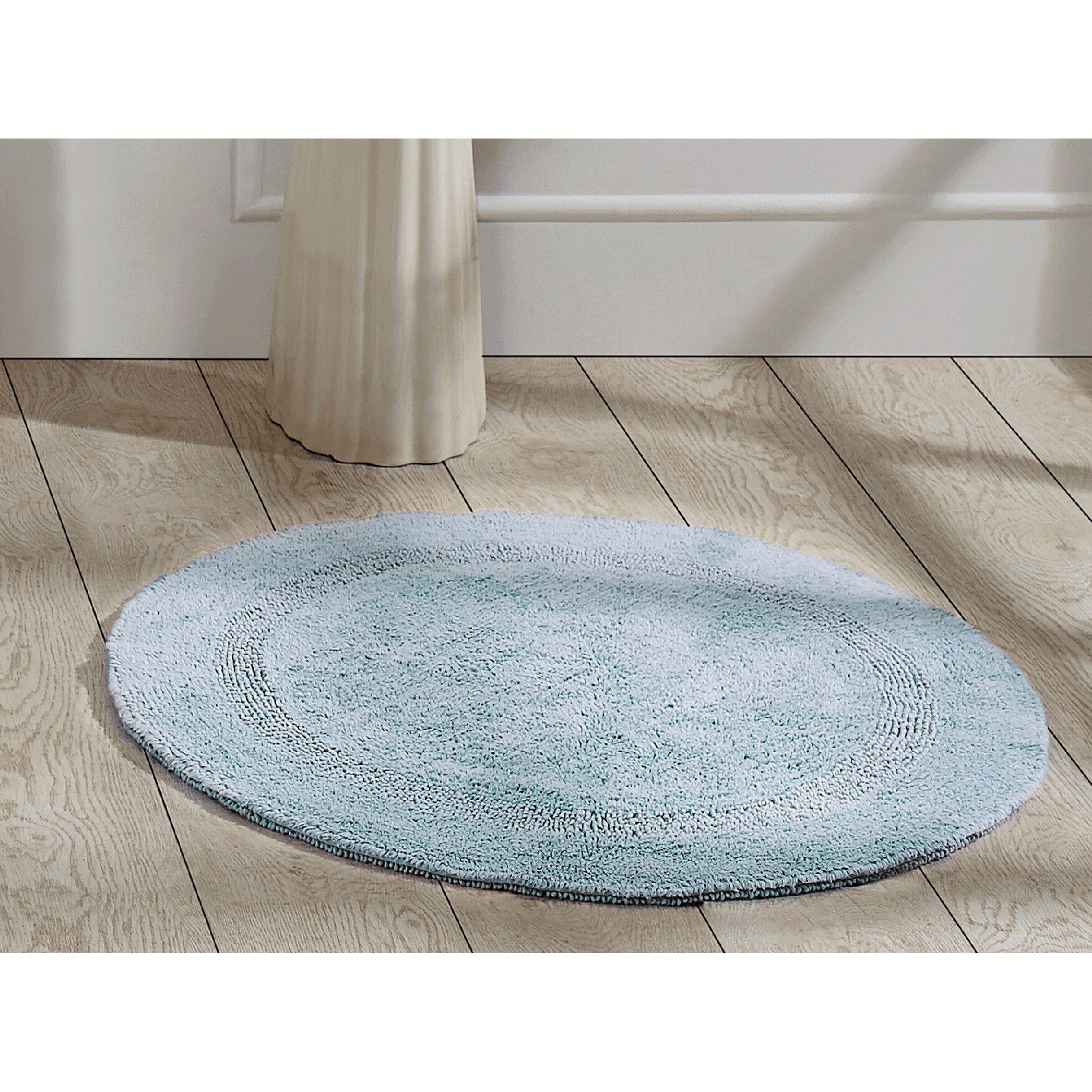 Lux Collections Bath Mat Rug 30 inches Round, BLUE, hi-res image number 0