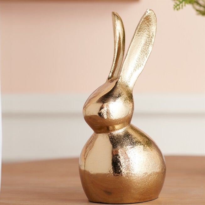 Modern Metal Bunny Decor (Set of 2), GOLD, alternate image number null