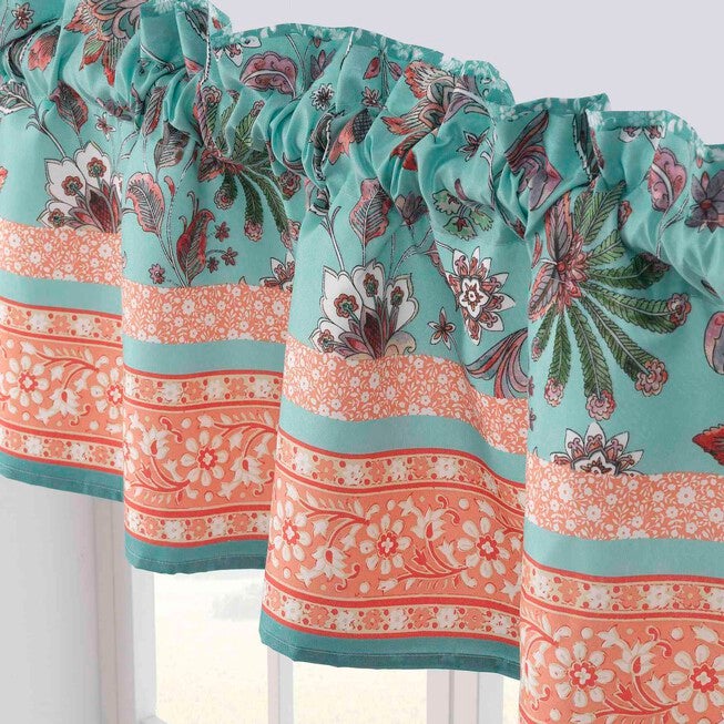 Audrey Turquoise Window Valance, , on-hover image number null