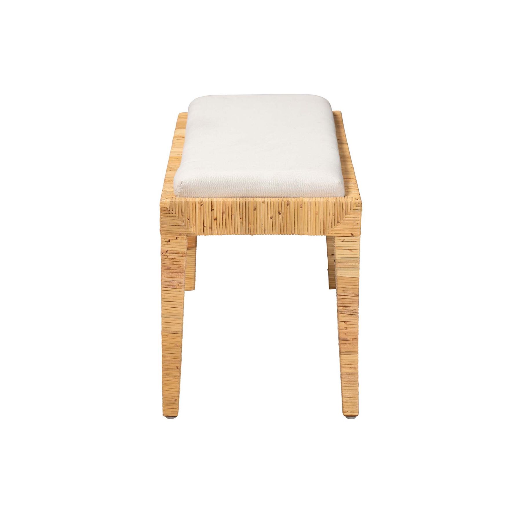 Sofia Modern Bohemian Natural Brown Rattan And Mahogany Wood Bench, , alternate image number 2