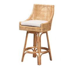 Bella Modern Bohemian Natural Brown Rattan Bar Stool