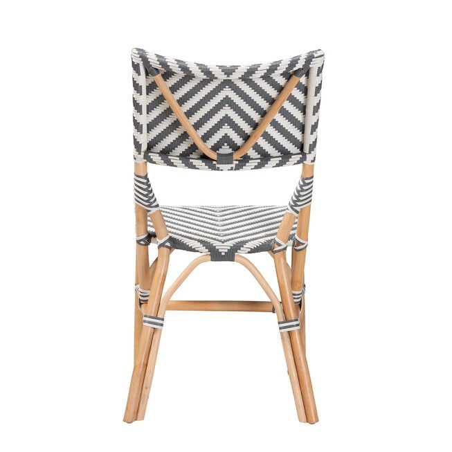 Shai Modern French Grey And White Weaving And Natural Rattan Bistro Chair, , alternate image number null