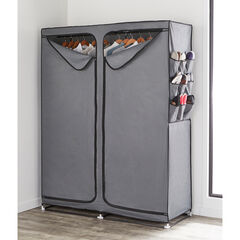 23"D Oversized Double Wardrobe with Shoe Storage