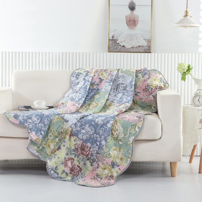 Emma Traditional Patchwork Throw Blanket, GRAY, hi-res image number null