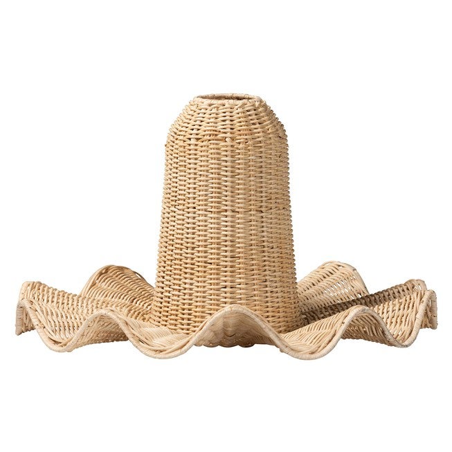 Lavada Bohemian Natural Scalloped Rattan Pendant Lampshade, NATURAL, alternate image number 1