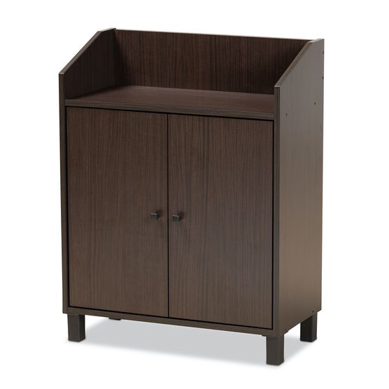 Rossin Wood 2-Door Entryway Shoe Storage Cabinet W Top Shelf Furniture, BROWN BLACK, hi-res image number null
