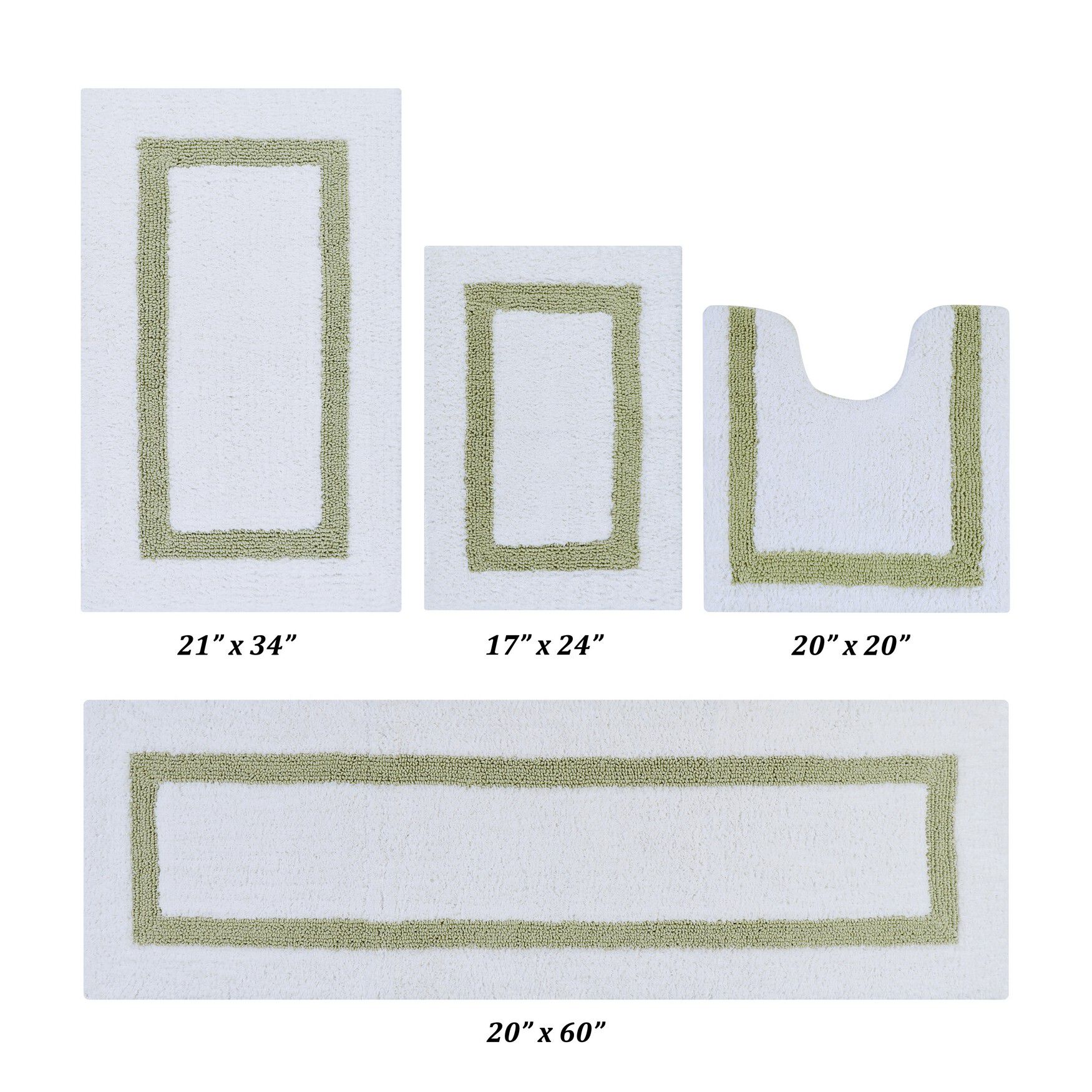 Hotel Collectionis Bath Mat Rug 4 Piece Set (17 inches x 24 inches | 20 inches x 20 inches | 21 inches x 34 inches | 20 inches x 60 inches), WHITE SAGE, hi-res image number 0