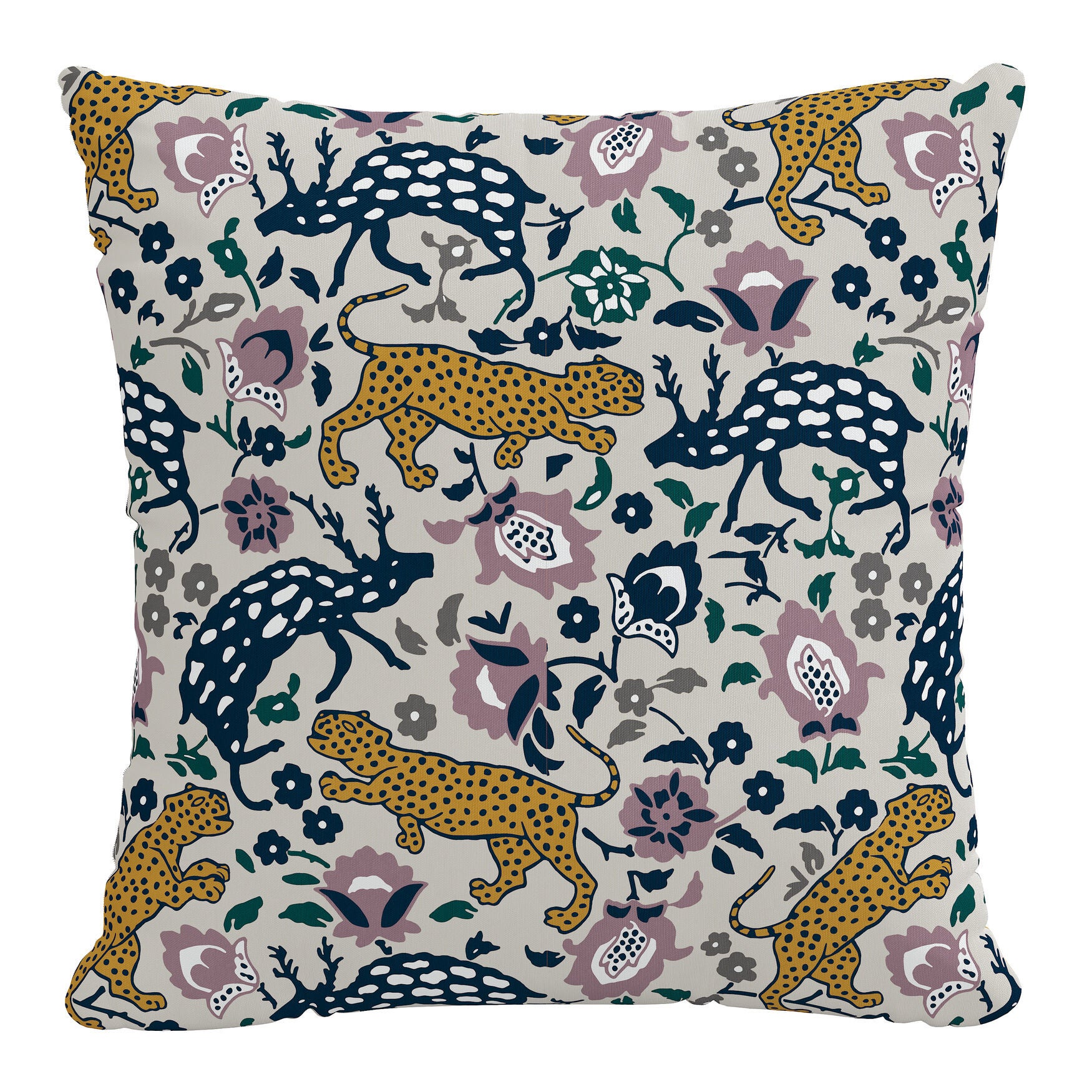 18 inches Outdoor Pillow, LEOPARD MUSTARD PLUM, hi-res image number 0