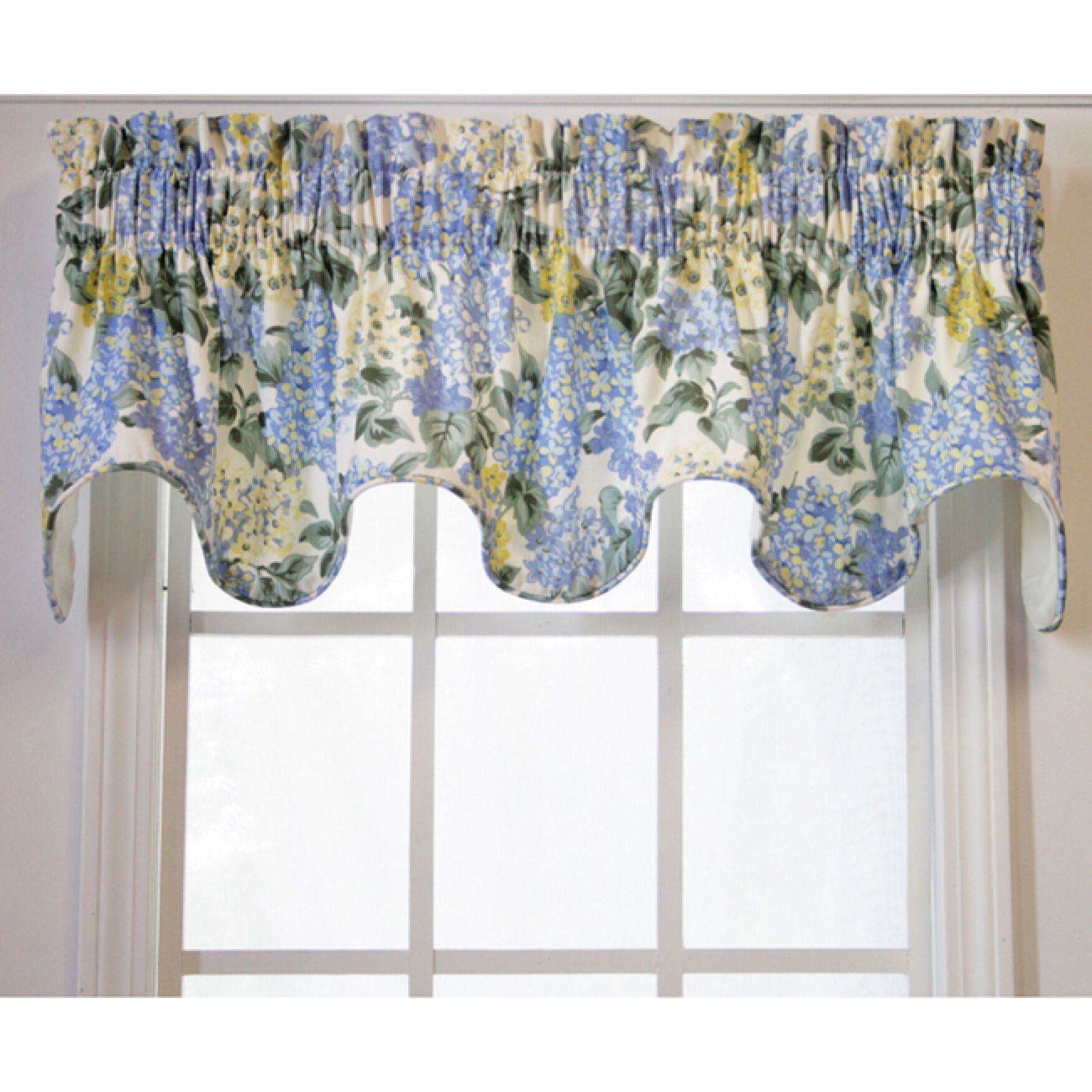Hydrangea Lined Scallop Valance, BLUE, hi-res image number 0