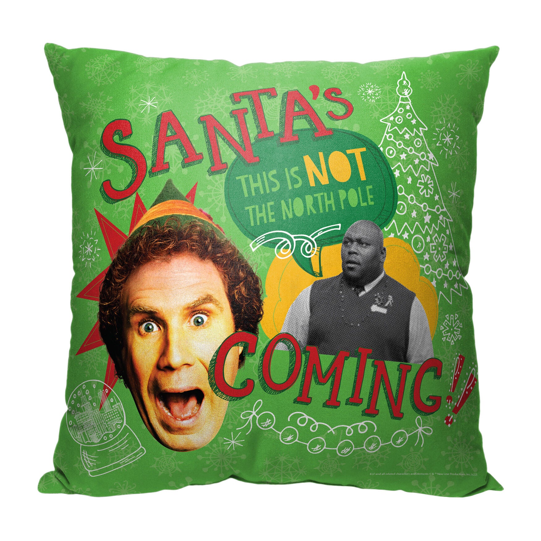Wb Elf Not The North Pole Printed Throw Pillow, O, hi-res image number 0