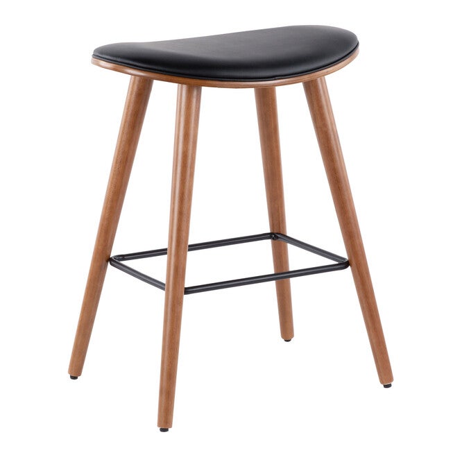 Saddle 26 inches Mid-Century Modern Counter Stool - Set Of 2, WALNUT BLACK, hi-res image number 0