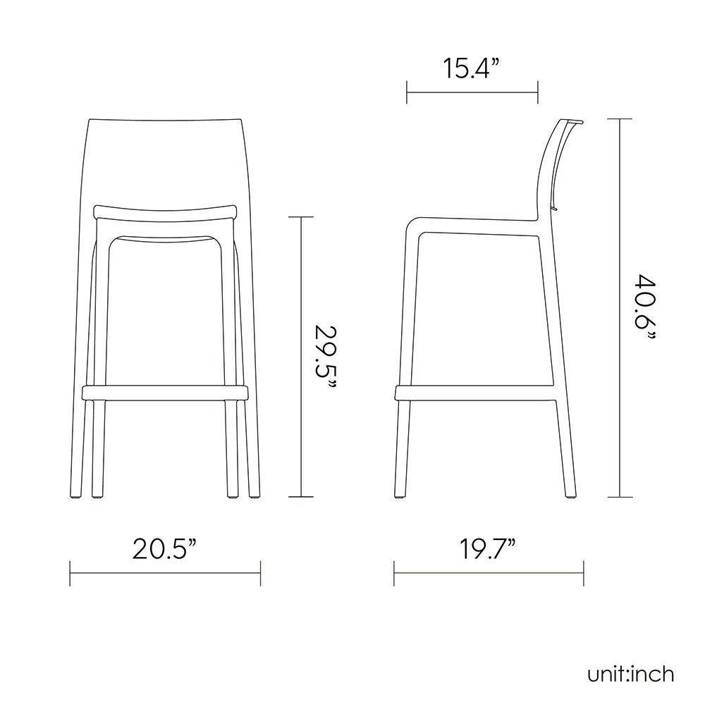 SET OF 2 SENSILLA OUTDOOR STACKABLE BARSTOOL, ORANGE, alternate image number 4