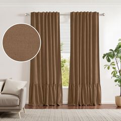 100% Blackout Recycled Cotton Ruffle Curtain Pair