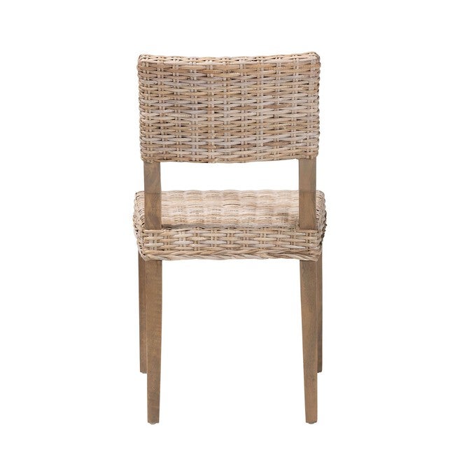 Barossa Bohemian Grey Kubu Rattan And Mahogany Wood Dining Chair, , alternate image number 3