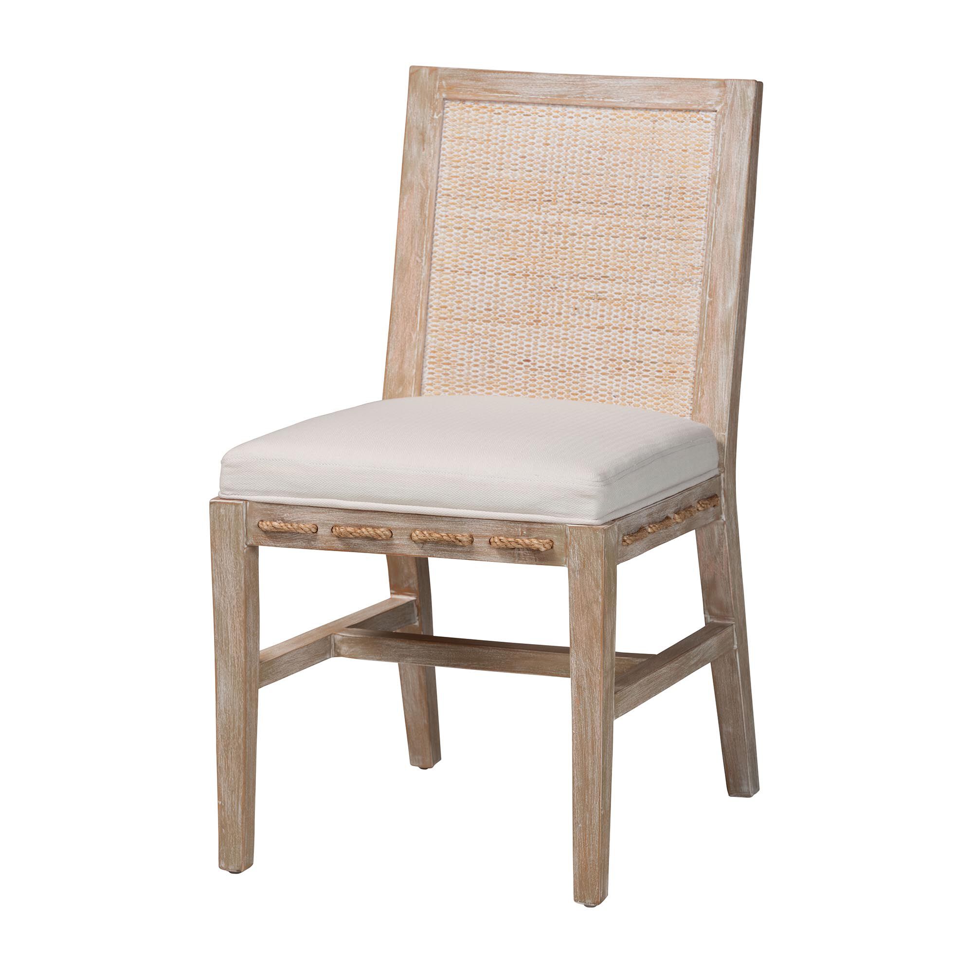 Ashford Whitewash Rattan Dining Chair, BEIGE, alternate image number 1