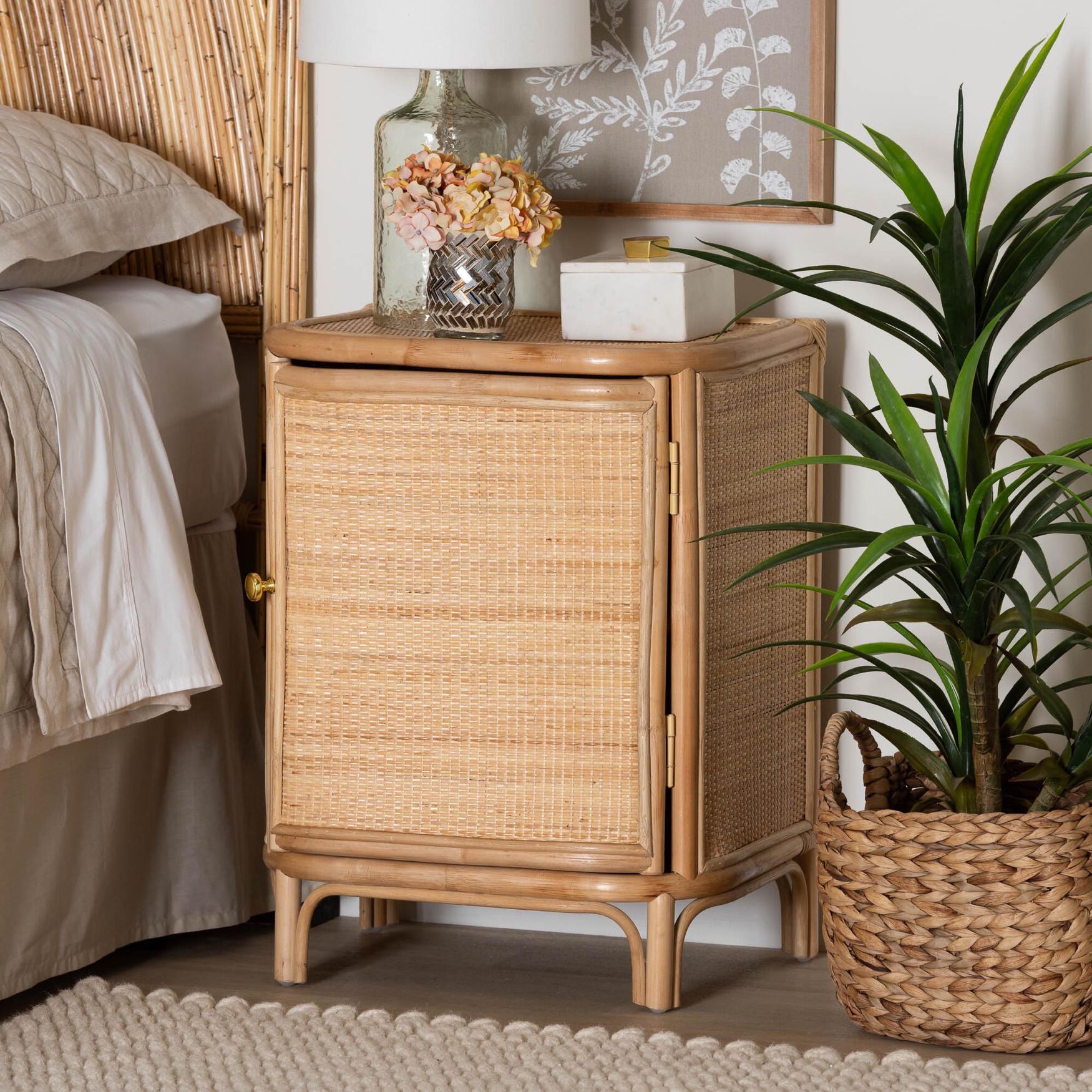 Kiara Bohemian Natural Rattan Nightstand, , alternate image number 12