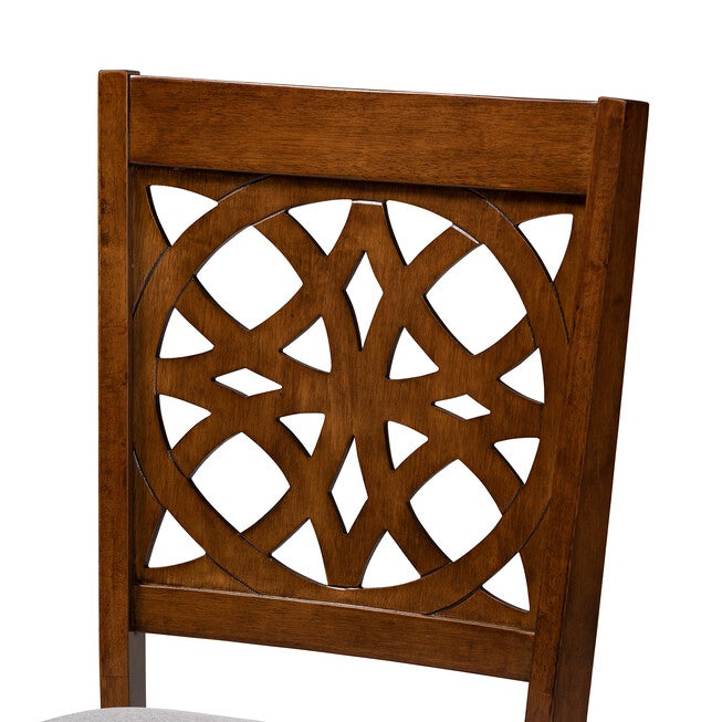 Abigail Modern Grey Fabric and Walnut Brown Finished Wood 2-Piece Dining Chair Set, GREY, alternate image number 5