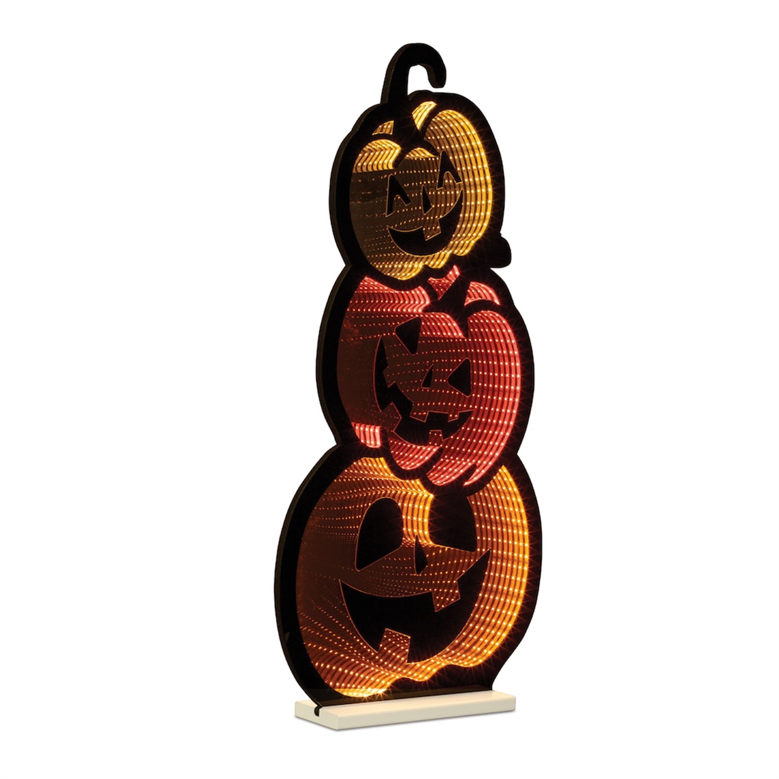 Triple Jack-o-Lantern Ekkolight 35.5 inchesH, ORANGE BLACK YELLOW, hi-res image number 0