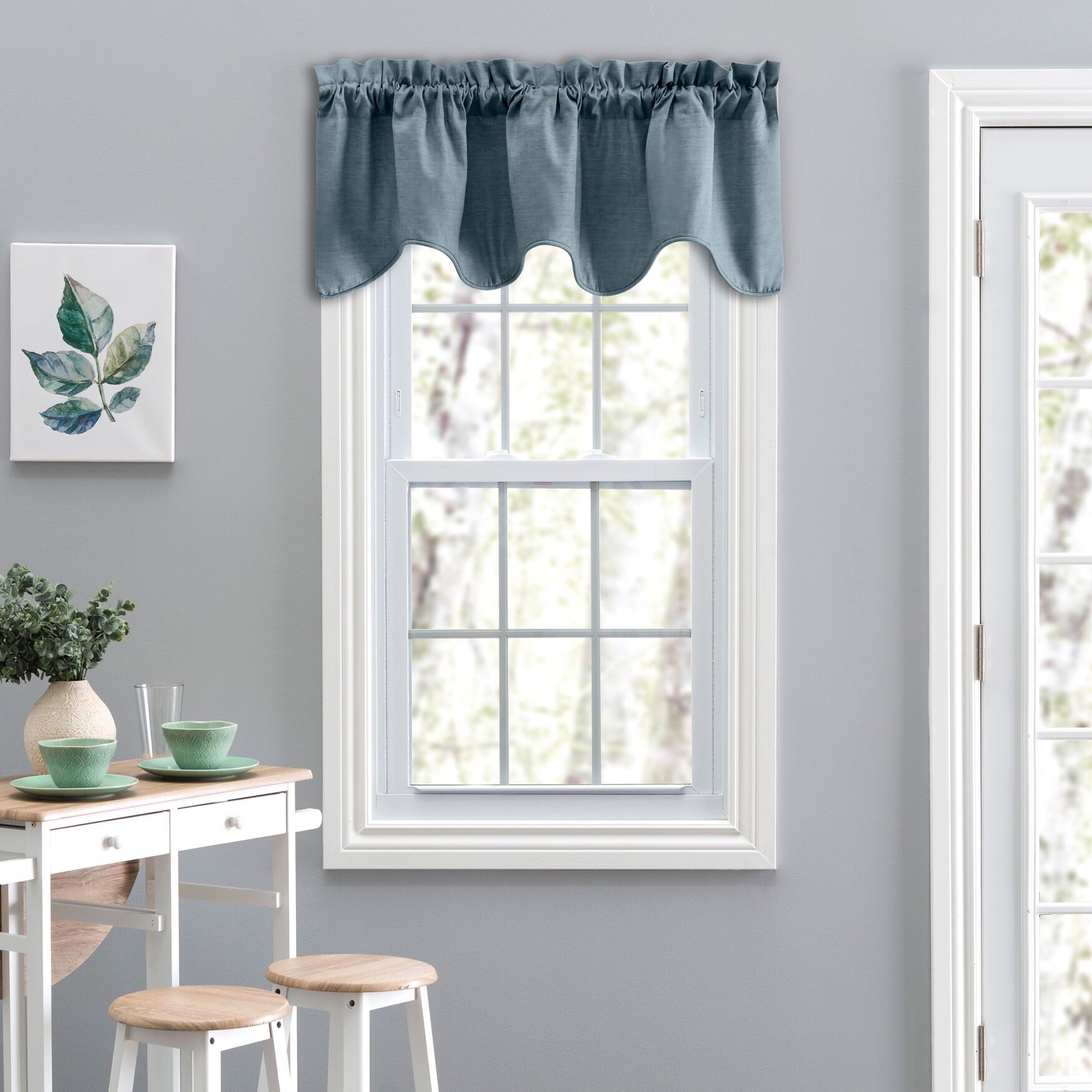 Lisa Solidtextured Scallop Valance, DUSTY BLUE, hi-res image number 0