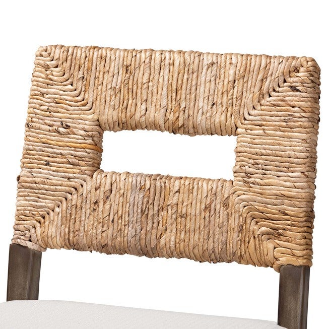 Porsha Modern Bohemian Dark Brown Finished Mahogany Wood And Natural Rattan Counter Stool, , alternate image number 4