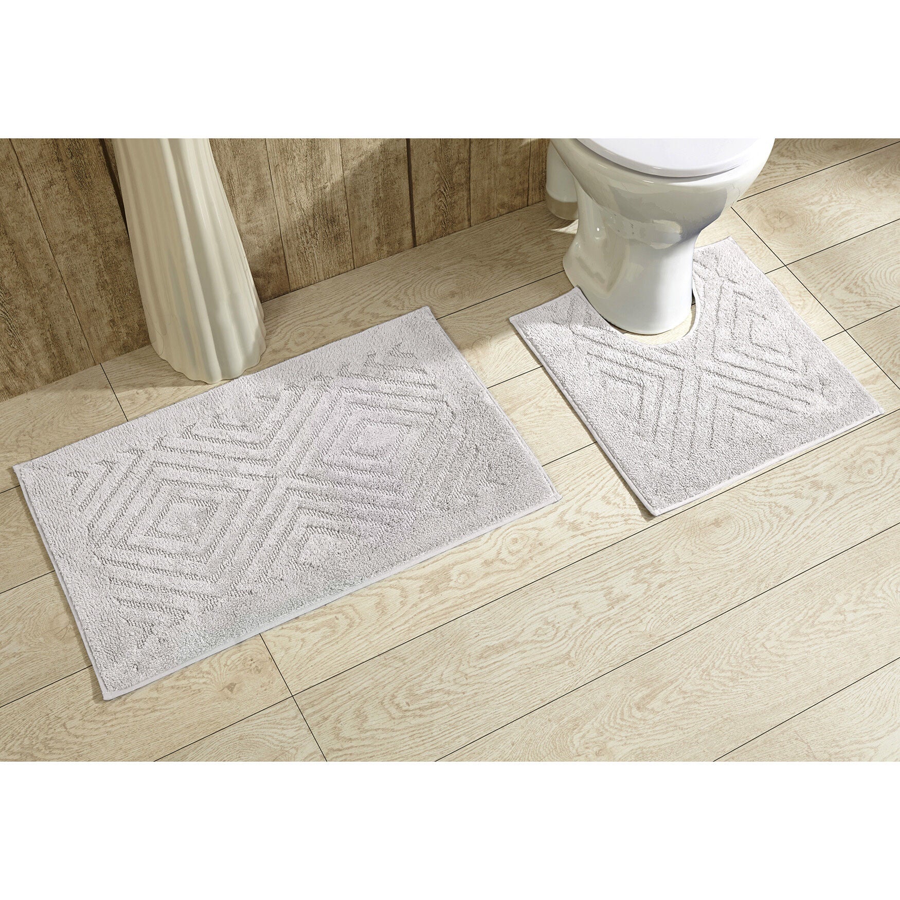 Trier Collection 25% Cotton & 75% Polyester 2 Piece (20 inches X 20 inches | 20 inches X 30 inches) Bath Rug Set, WHITE, hi-res image number 0