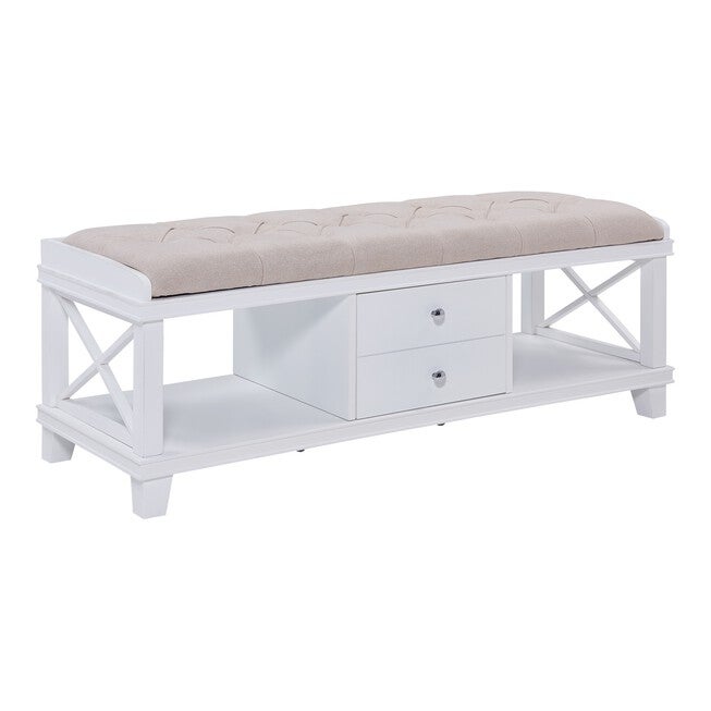 Wyndcliff White Upholstered Storage Bench, , alternate image number 3