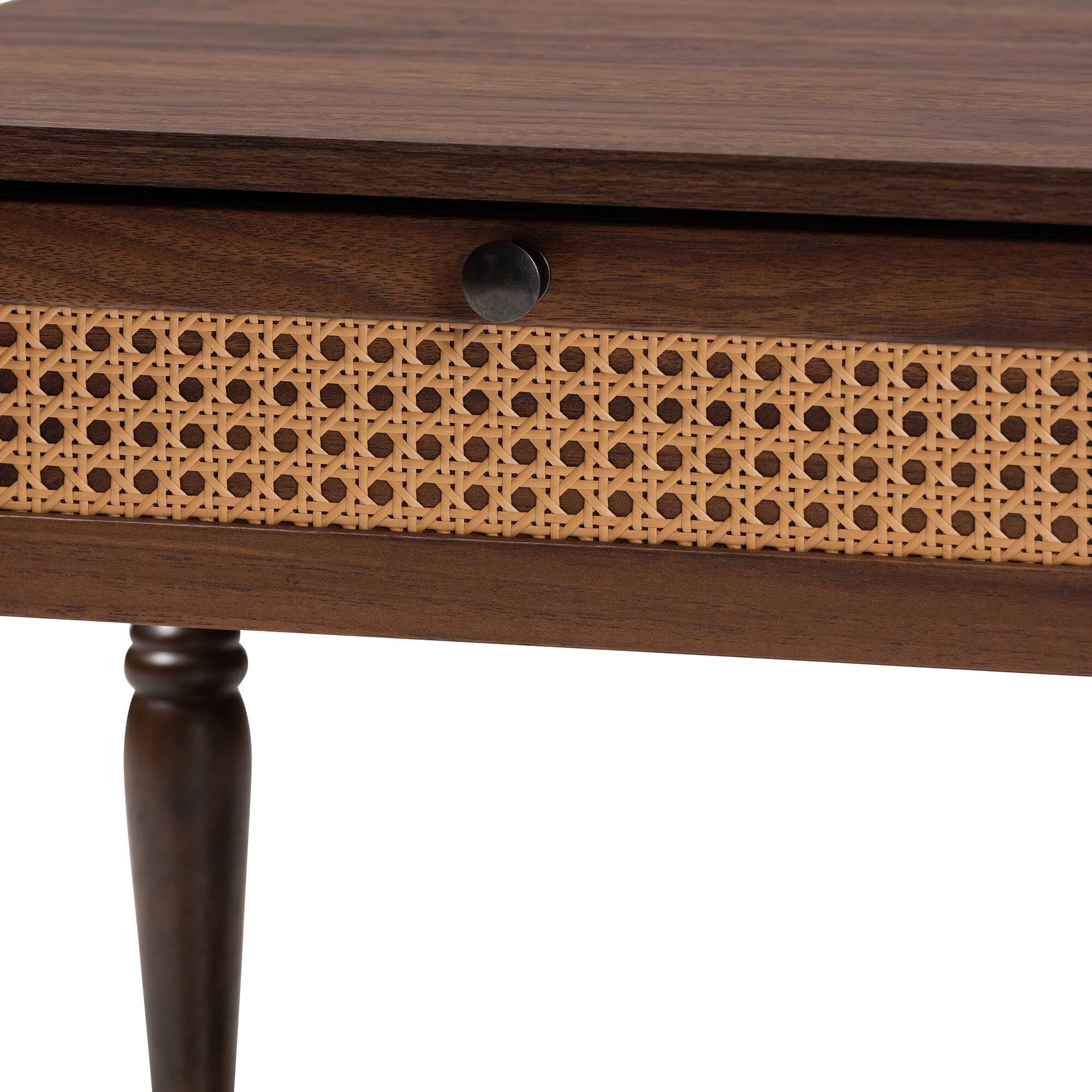Roden Transitional Dark Brown Nightstand with Rattan, BROWN, alternate image number 6