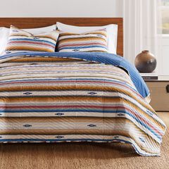 Painted Desert Rustic Boho Quilt Set, Sapphire, 3-Piece King