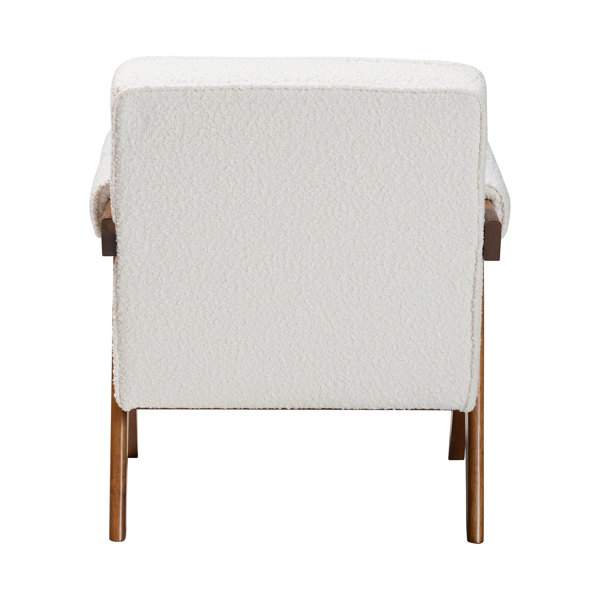 Georgina Japandi Cream Boucle and Walnut Brown Wood Accent Chair, CREAM, alternate image number 4