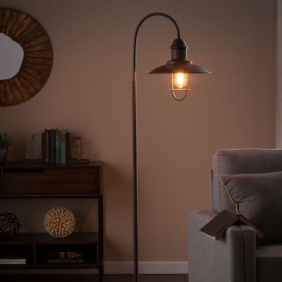 Industrial Caged Bell Floor Lamp, , on-hover image number null