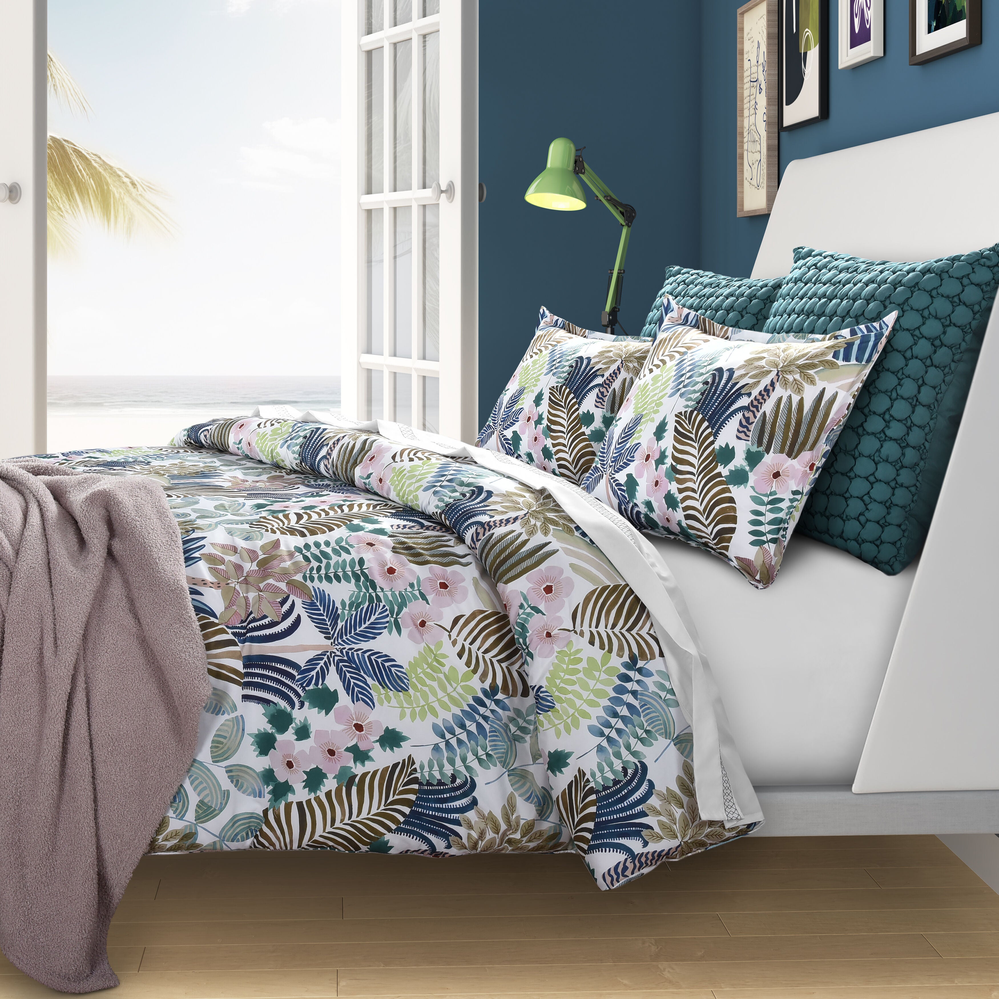 RAINFOREST FULL/QUEEN 3PC. COMFORTER SET, TEAL, alternate image number 2
