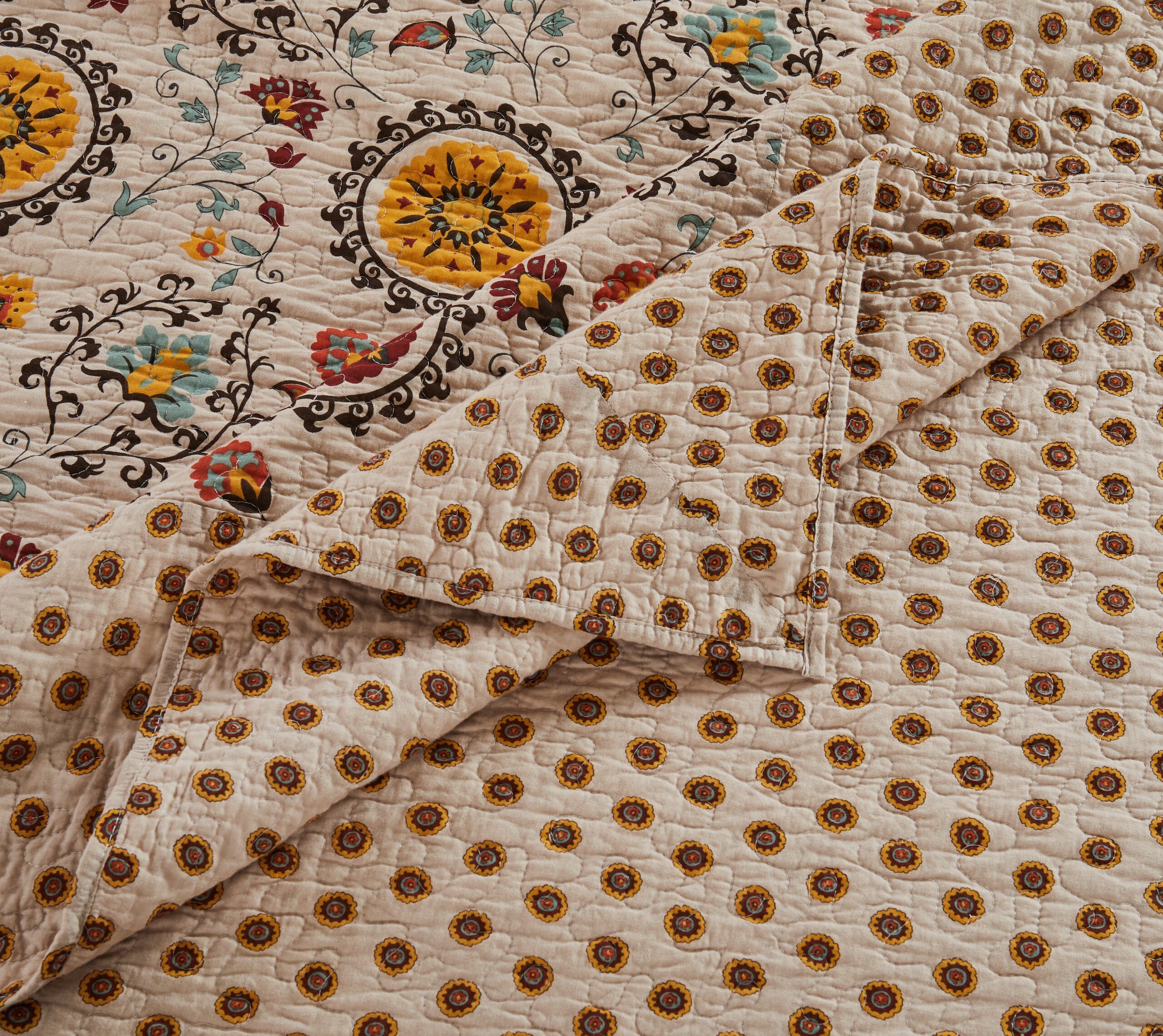 Andorra Traditional Cotton Quilted Bedspread Set, MULTI, alternate image number 4