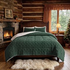 Flocked Sherpa Comforter Set
