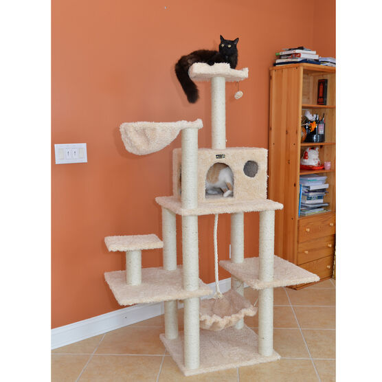 Mult-Level Real Wood Cat Tree Hammock Bed, Climbing Center, , on-hover image number null