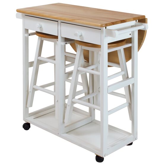 Breakfast Cart with Drop-Leaf Table-White, , alternate image number null