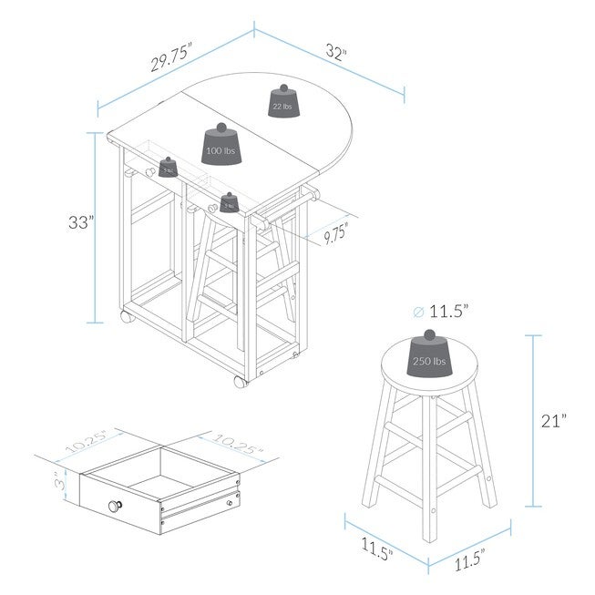 Breakfast Cart with Drop-Leaf Table-Red, , alternate image number 6