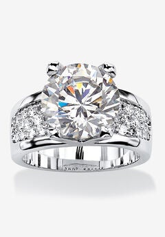 Platinum-Plated Round Engagement Ring Cubic Zirconia (7 cttw TDW)