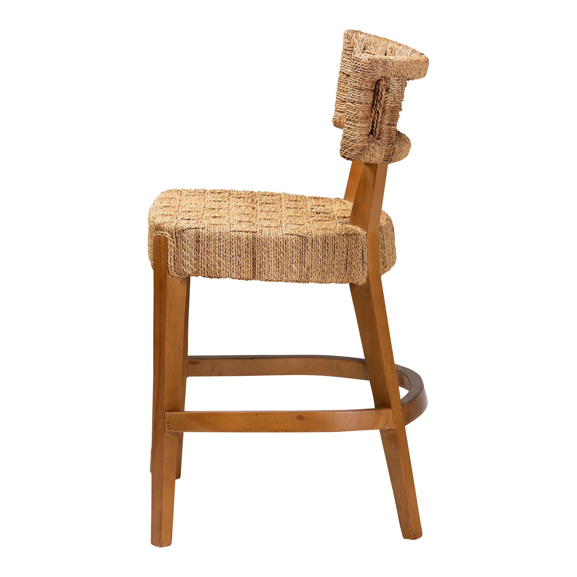 Sabit Bohemian Seagrass and Mahogany Wood Counter Stool, NATURAL, alternate image number 3