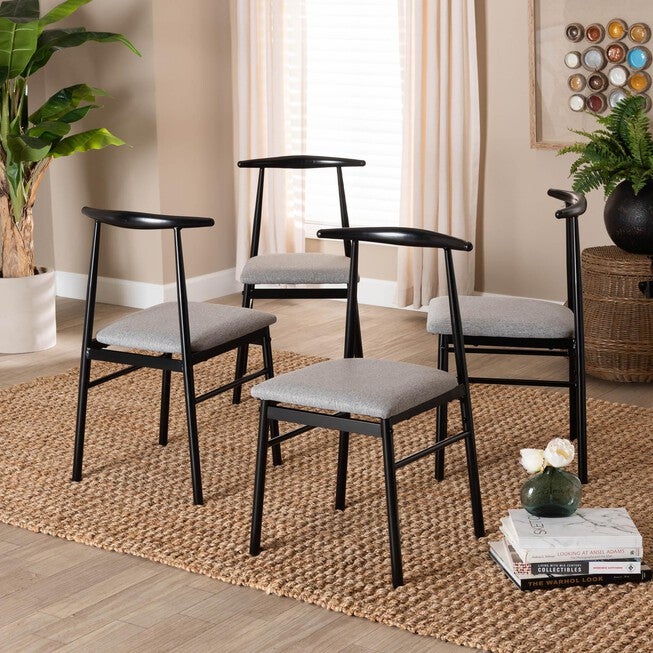 Arnold Modern Industrial Fabric and Metal Dining Chair, GREY, hi-res image number 0