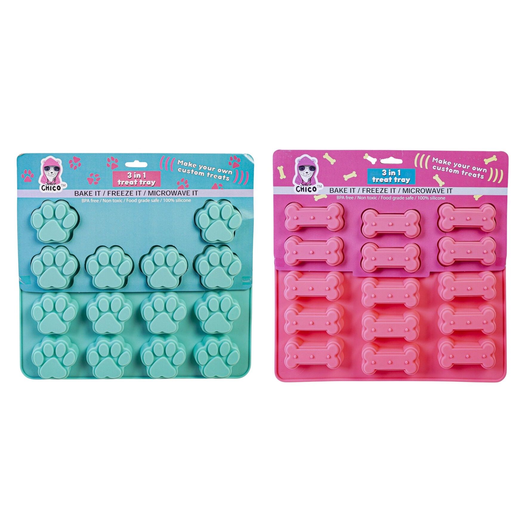 3 In 1 Silicone Baking Treat Tray, DOG BONE PAW PRINT SET, hi-res image number 0