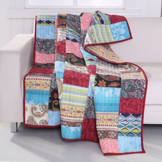 Bohemian Dream Quilted Patchwork Throw Blanket, MULTI, hi-res image number null
