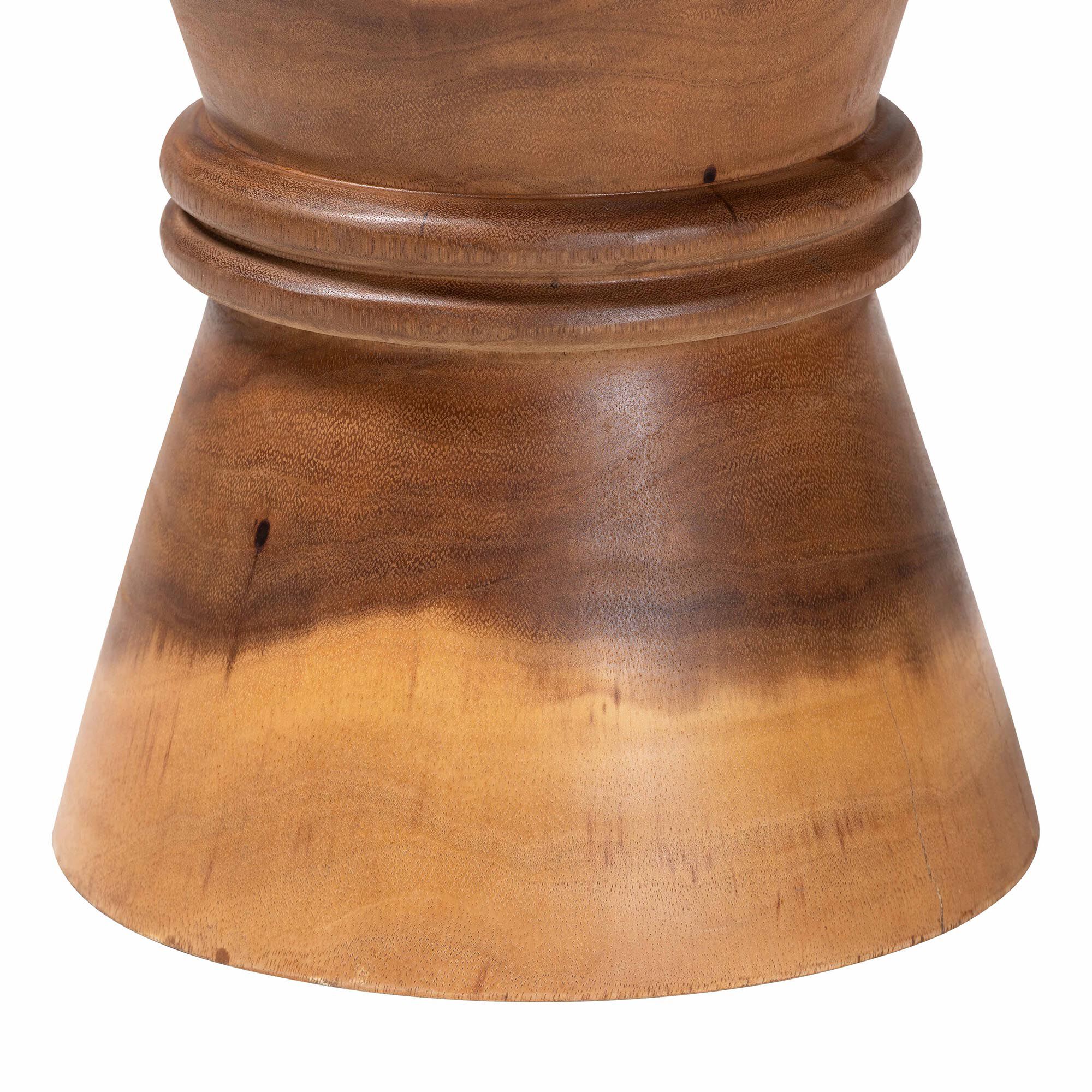 Samira Solid Suar Wood Side Table, BROWN, alternate image number 3
